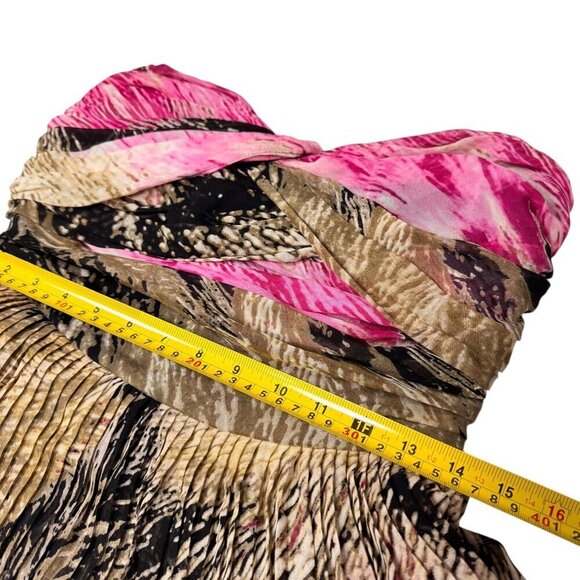 Diane von Furstenberg Brighton Pleated Silk Dress Sz.8 Tan Pink Strapless Event - Picture 9 of 16